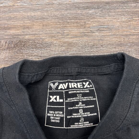 Avirex‎ T-Shirt Black Mens XL Goth Eagle Wing Skull Grunge Y2K Mallgoth Graphic - Picture 4 of 7